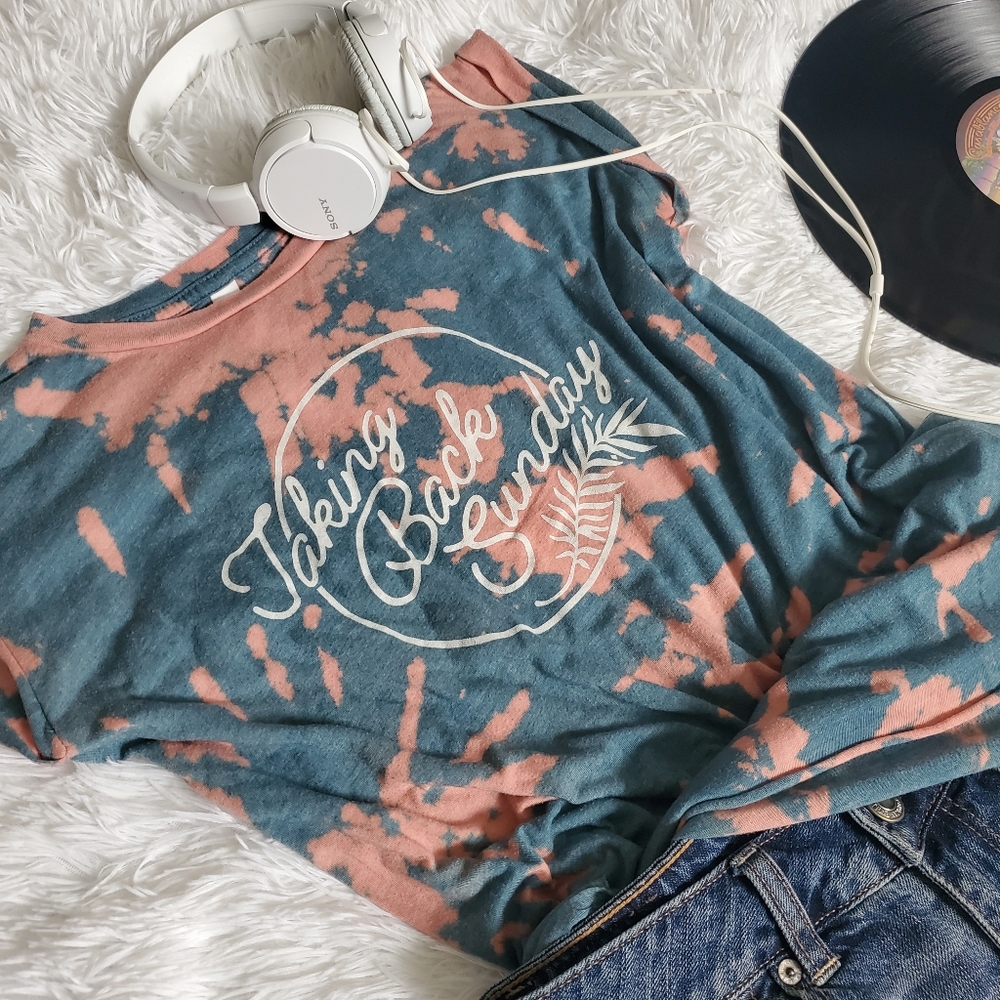 Cotton Candy Bleach Dyed Tie Dye Taking Back Sunday Band Graphic T-Shirt